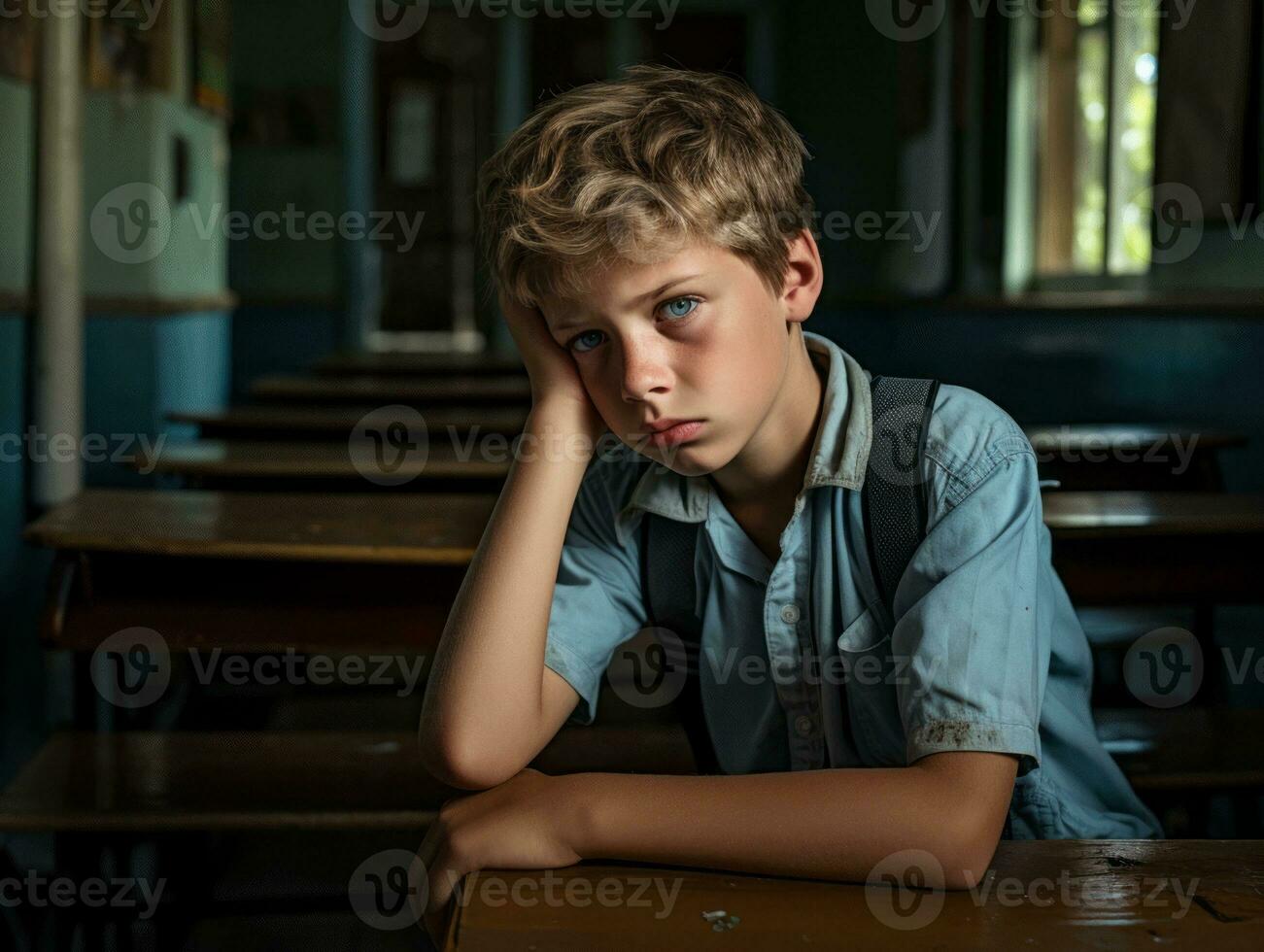 photo of emotional dynamic pose Brasilian kid in school AI Generative