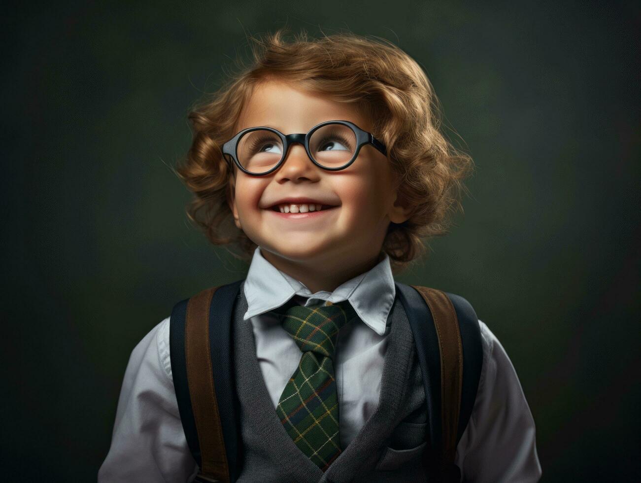 foto de emocional dinámica actitud europeo niño en colegio ai generativo