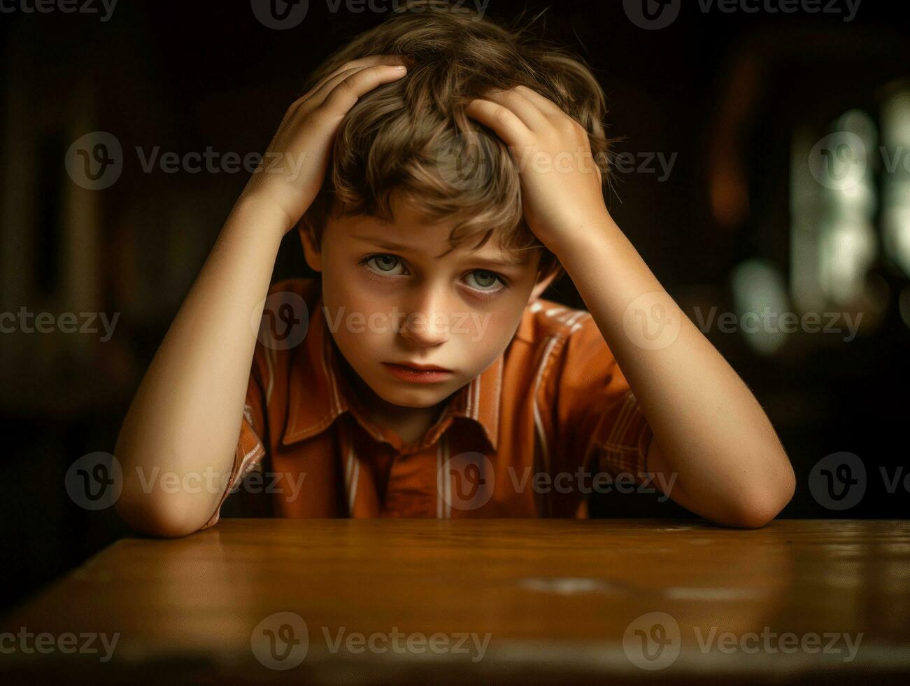 foto de emocional dinámica actitud europeo niño en colegio ai generativo