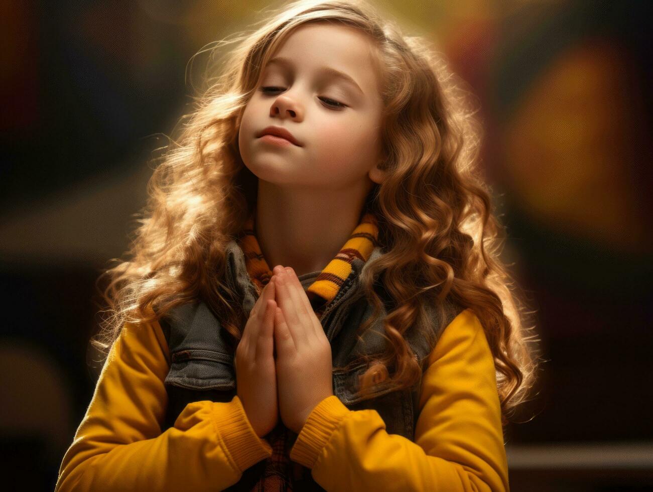 photo of emotional dynamic pose European kid in school AI Generative
