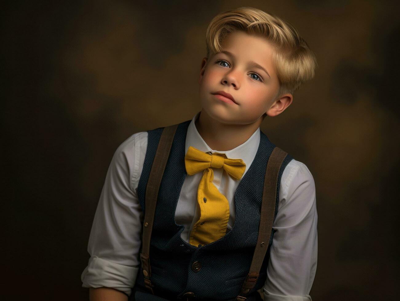 photo of emotional dynamic pose European kid in school AI Generative