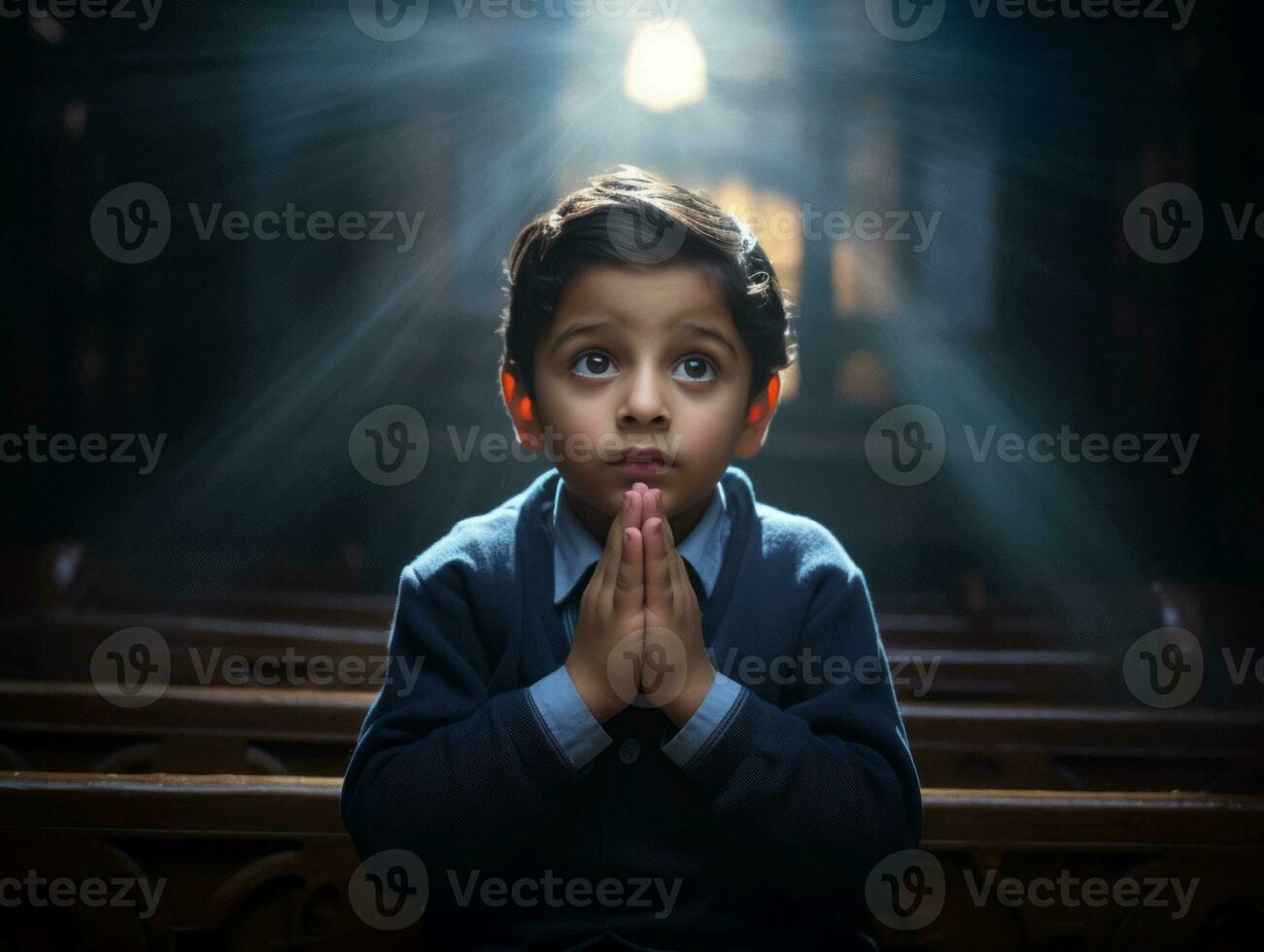 foto de emocional dinámica actitud indio niño en colegio ai generativo