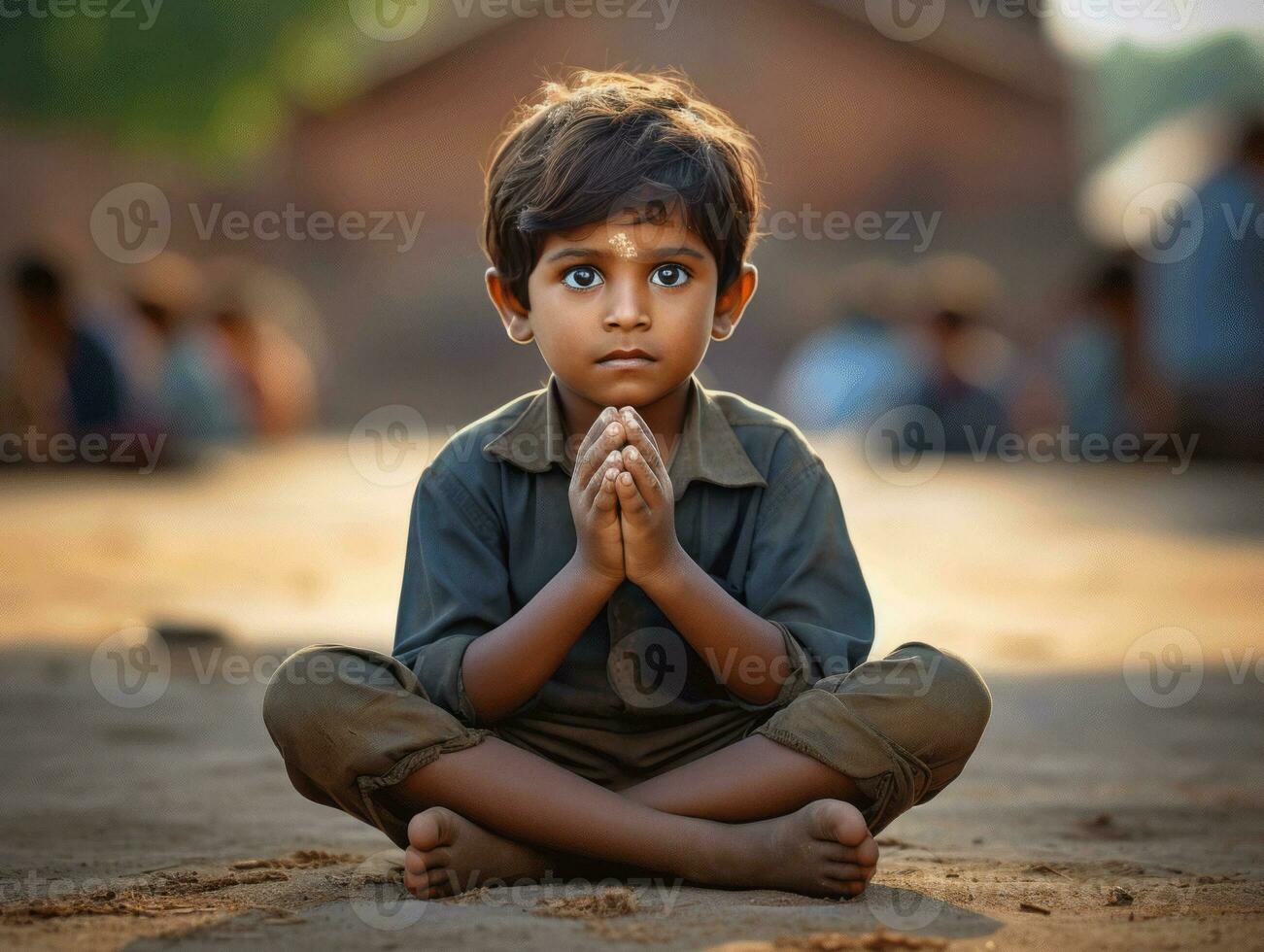 photo of emotional dynamic pose Indian kid in school AI Generative