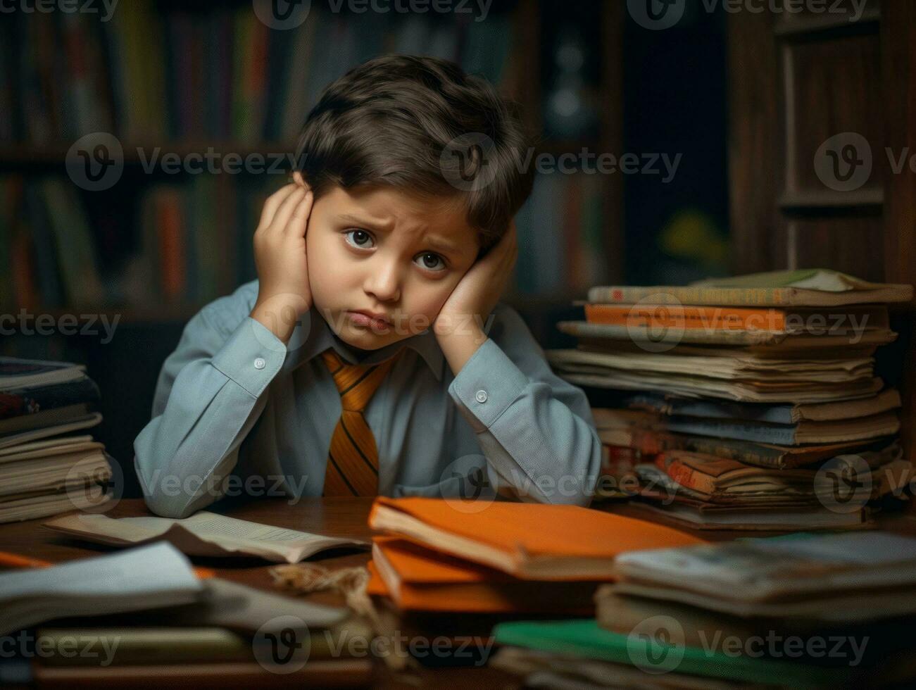 photo of emotional dynamic pose Indian kid in school AI Generative