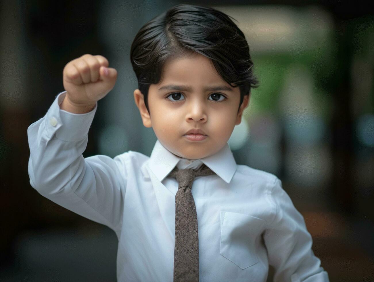 foto de emocional dinámica actitud indio niño en colegio ai generativo