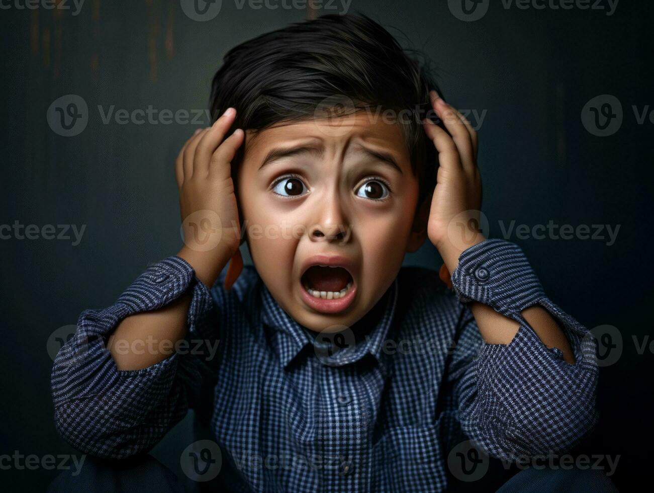 foto de emocional dinámica actitud indio niño en colegio ai generativo