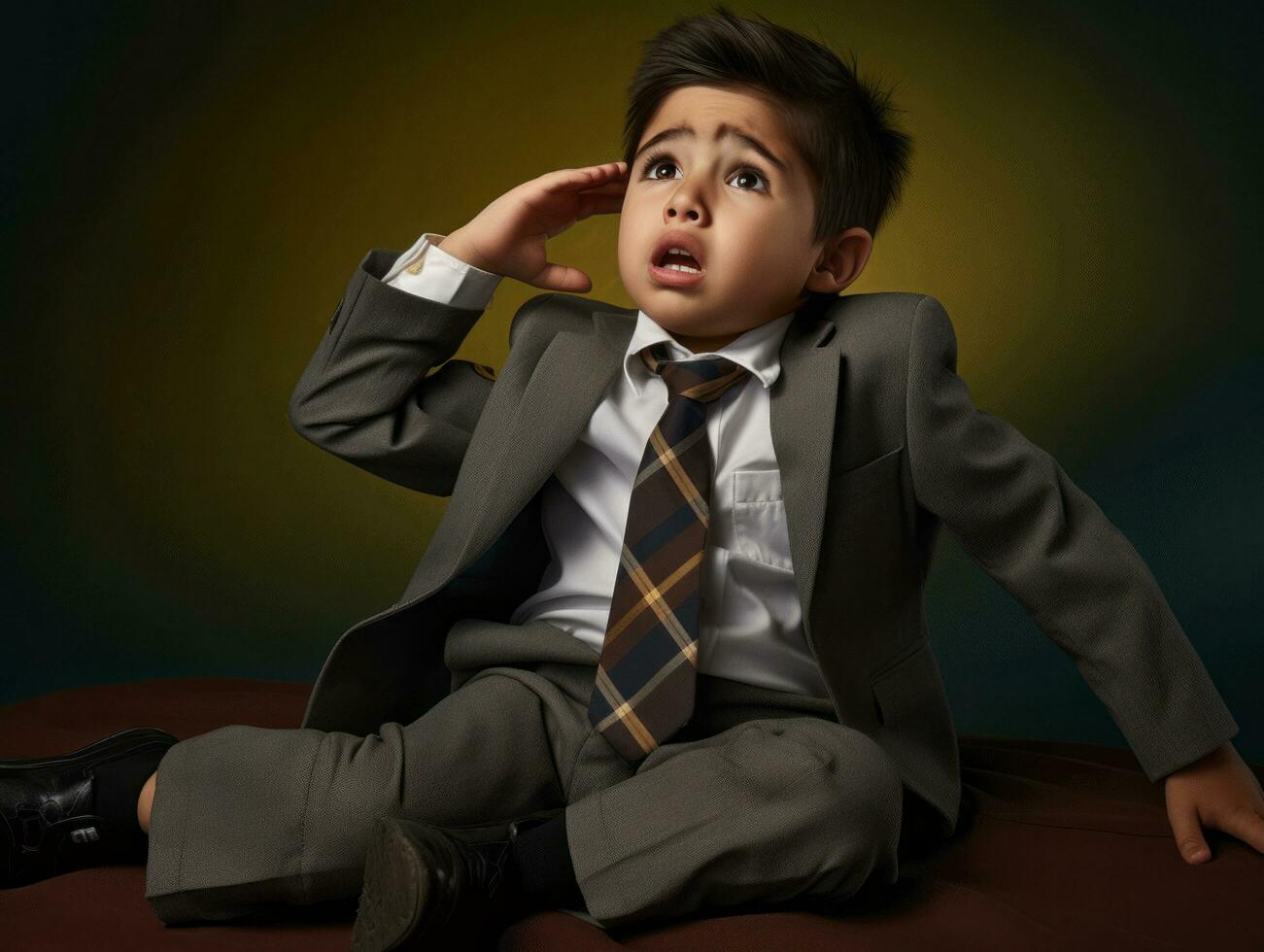photo of emotional dynamic pose Indian kid in school AI Generative