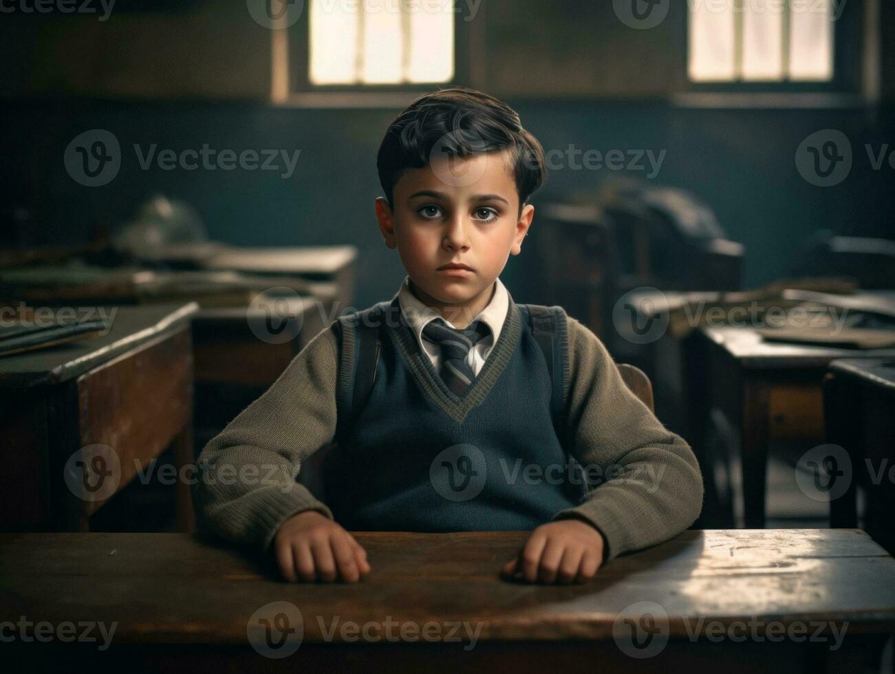 photo of emotional dynamic pose Indian kid in school AI Generative