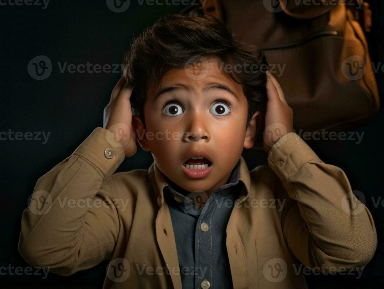 photo of emotional dynamic pose Indian kid in school AI Generative