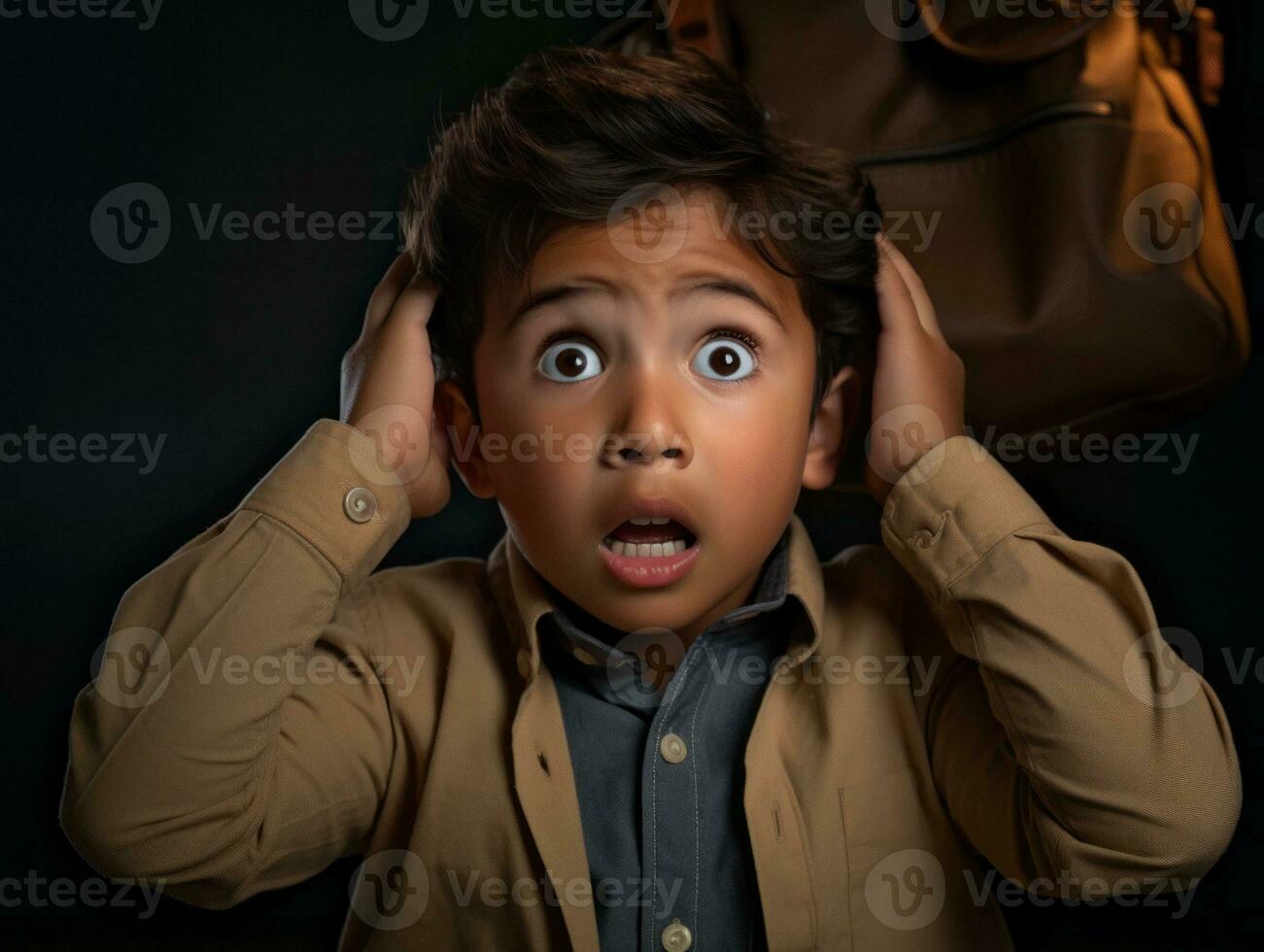 foto de emocional dinámica actitud indio niño en colegio ai generativo