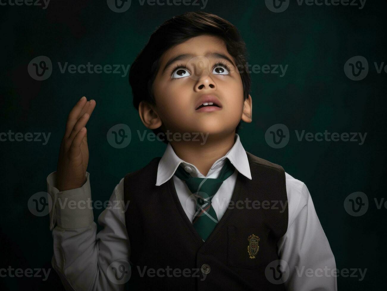 photo of emotional dynamic pose Indian kid in school AI Generative
