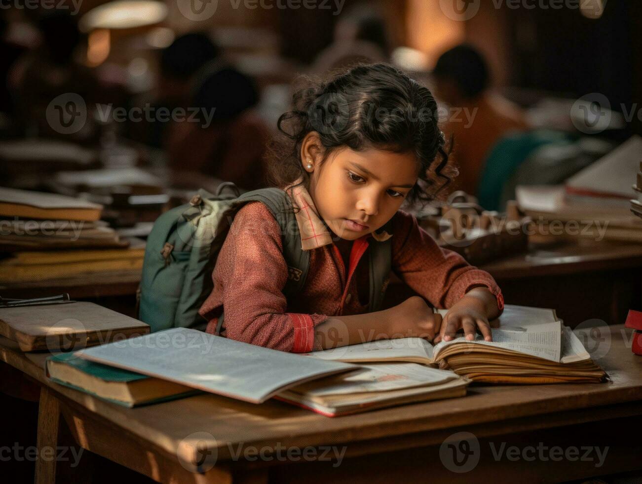 photo of emotional dynamic pose Indian kid in school AI Generative