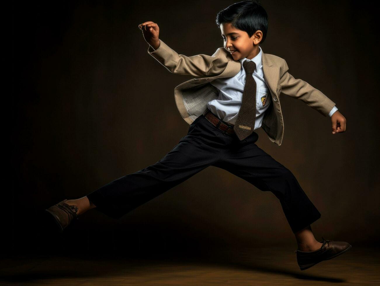 photo of emotional dynamic pose Indian kid in school AI Generative