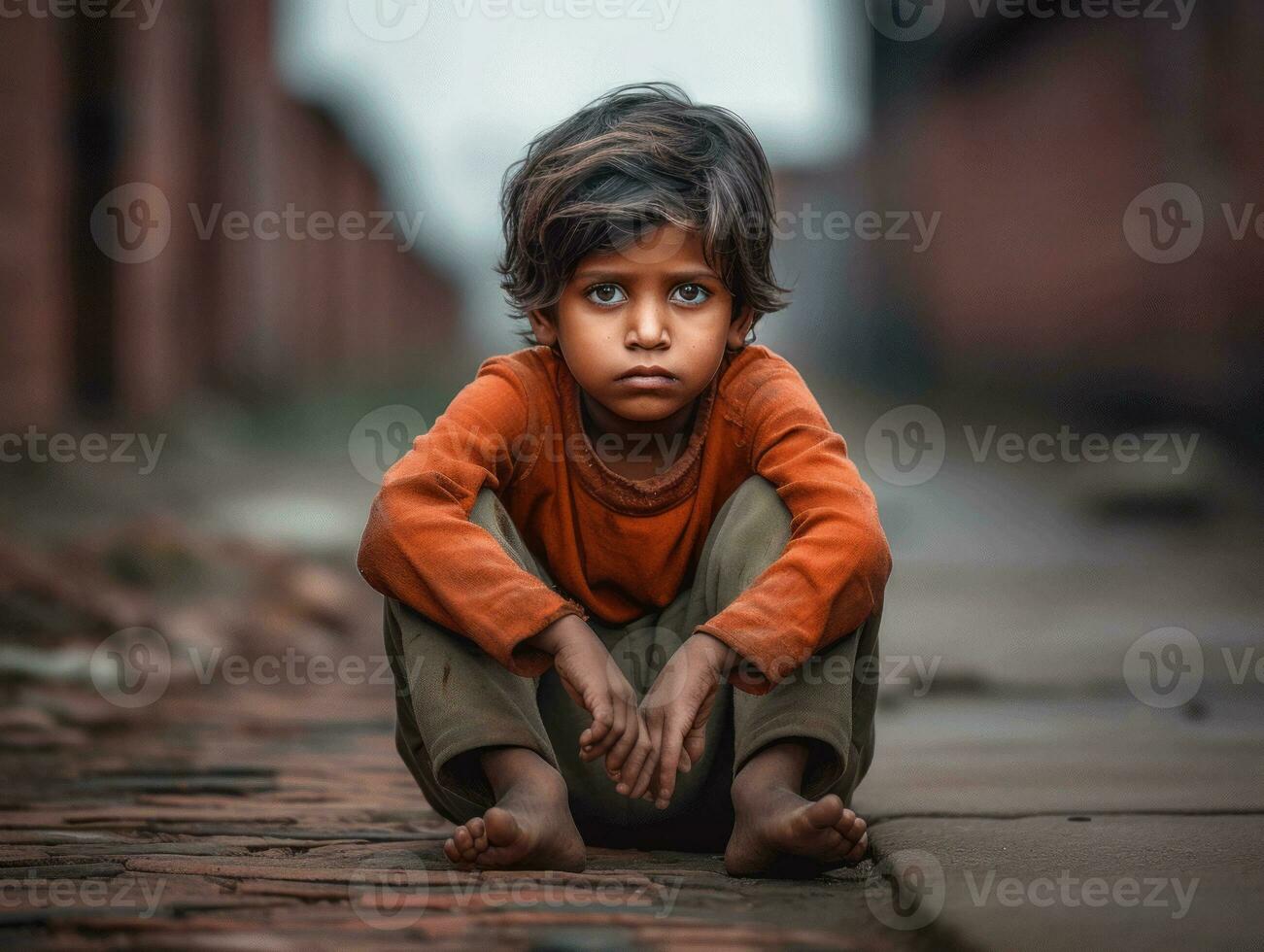 photo of emotional dynamic pose Indian kid in school AI Generative