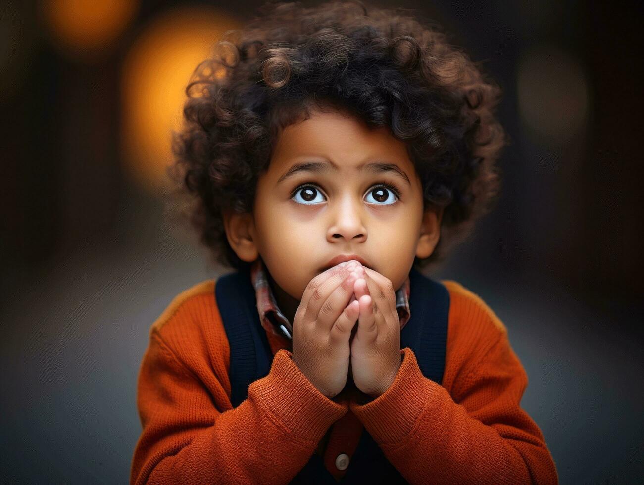 photo of emotional dynamic pose Indian kid in school AI Generative