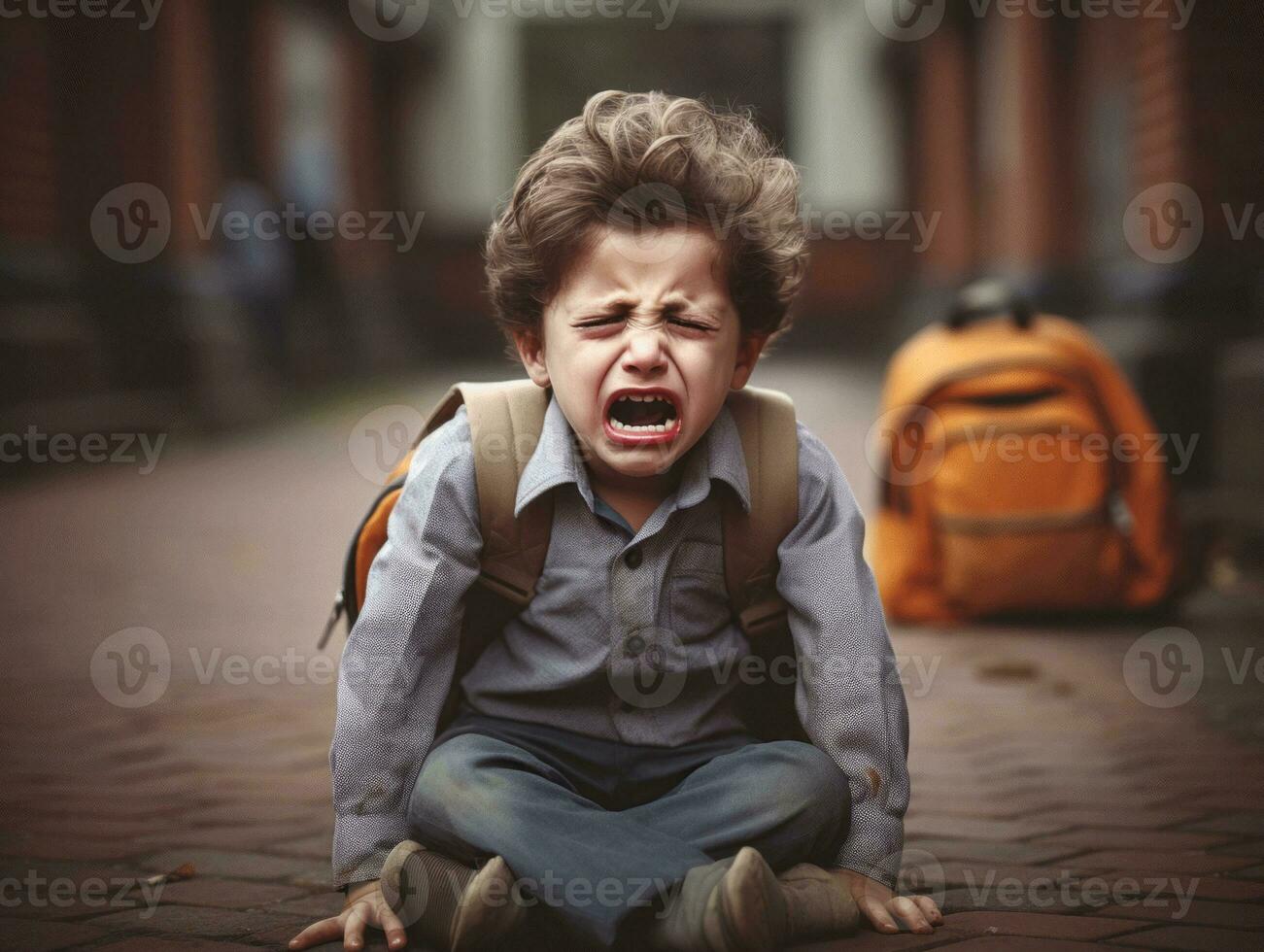 photo of emotional dynamic pose Indian kid in school AI Generative