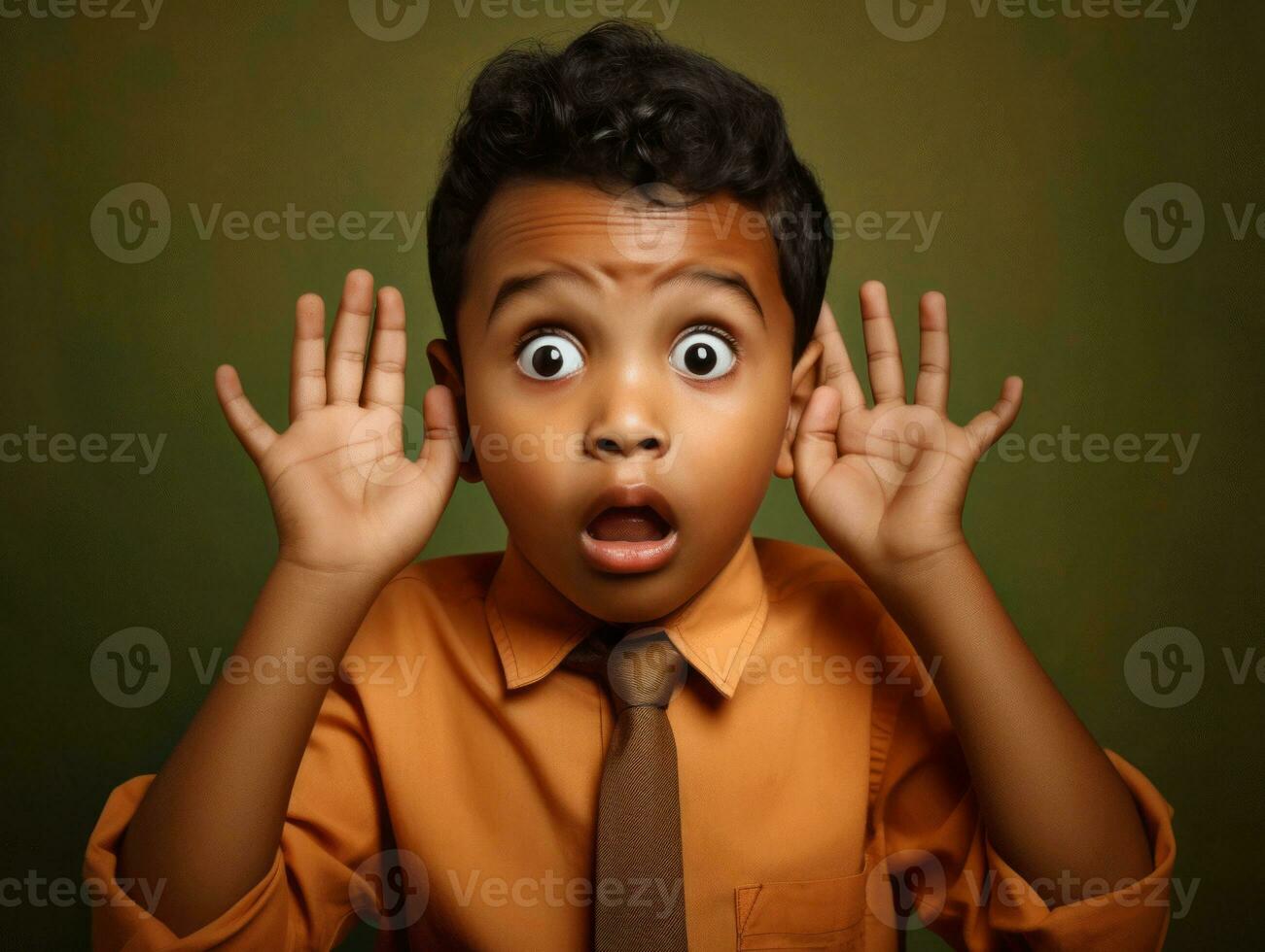 photo of emotional dynamic pose Indian kid in school AI Generative