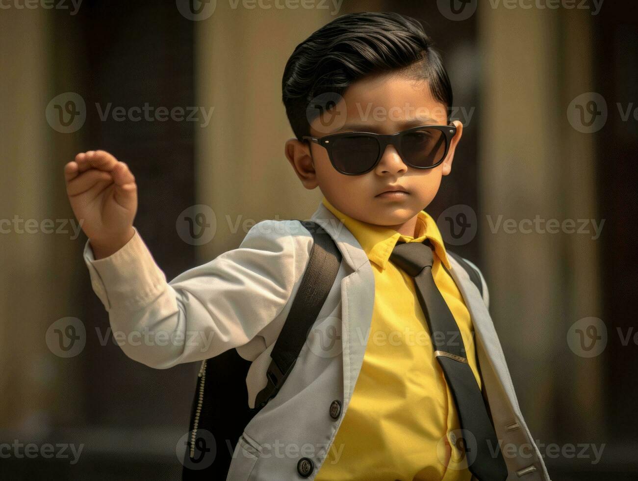 foto de emocional dinámica actitud indio niño en colegio ai generativo