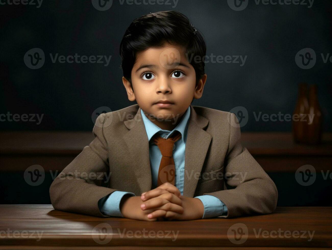 photo of emotional dynamic pose Indian kid in school AI Generative