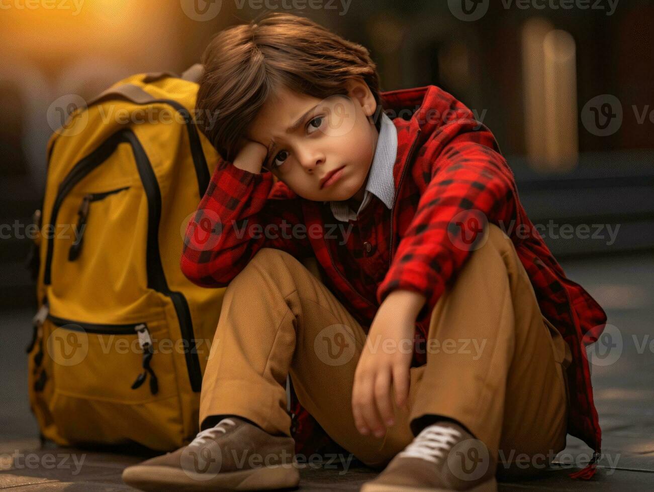 photo of emotional dynamic pose Indian kid in school AI Generative