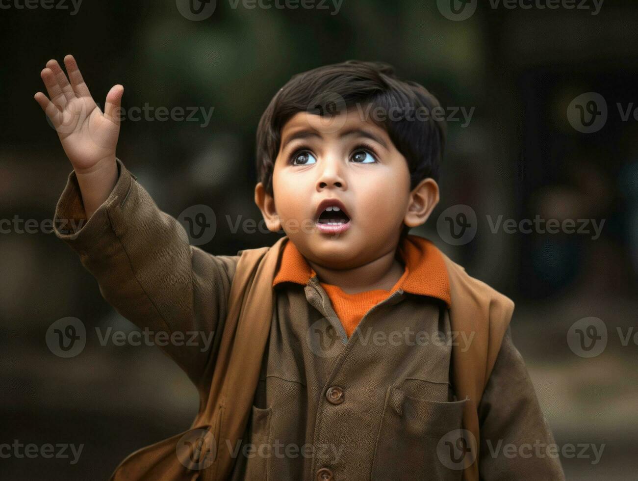 photo of emotional dynamic pose Indian kid in school AI Generative