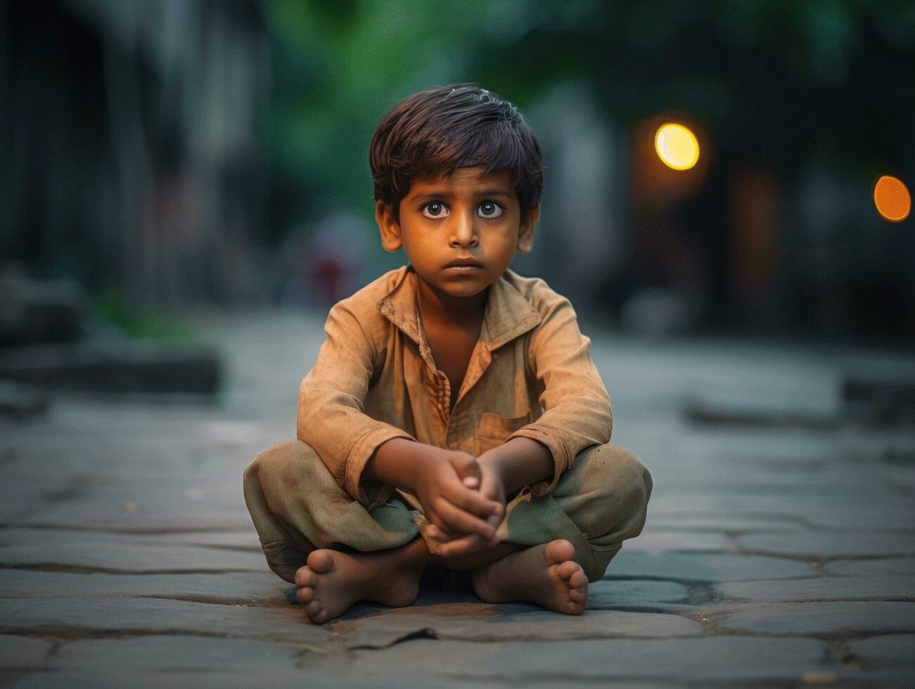 photo of emotional dynamic pose Indian kid in school AI Generative