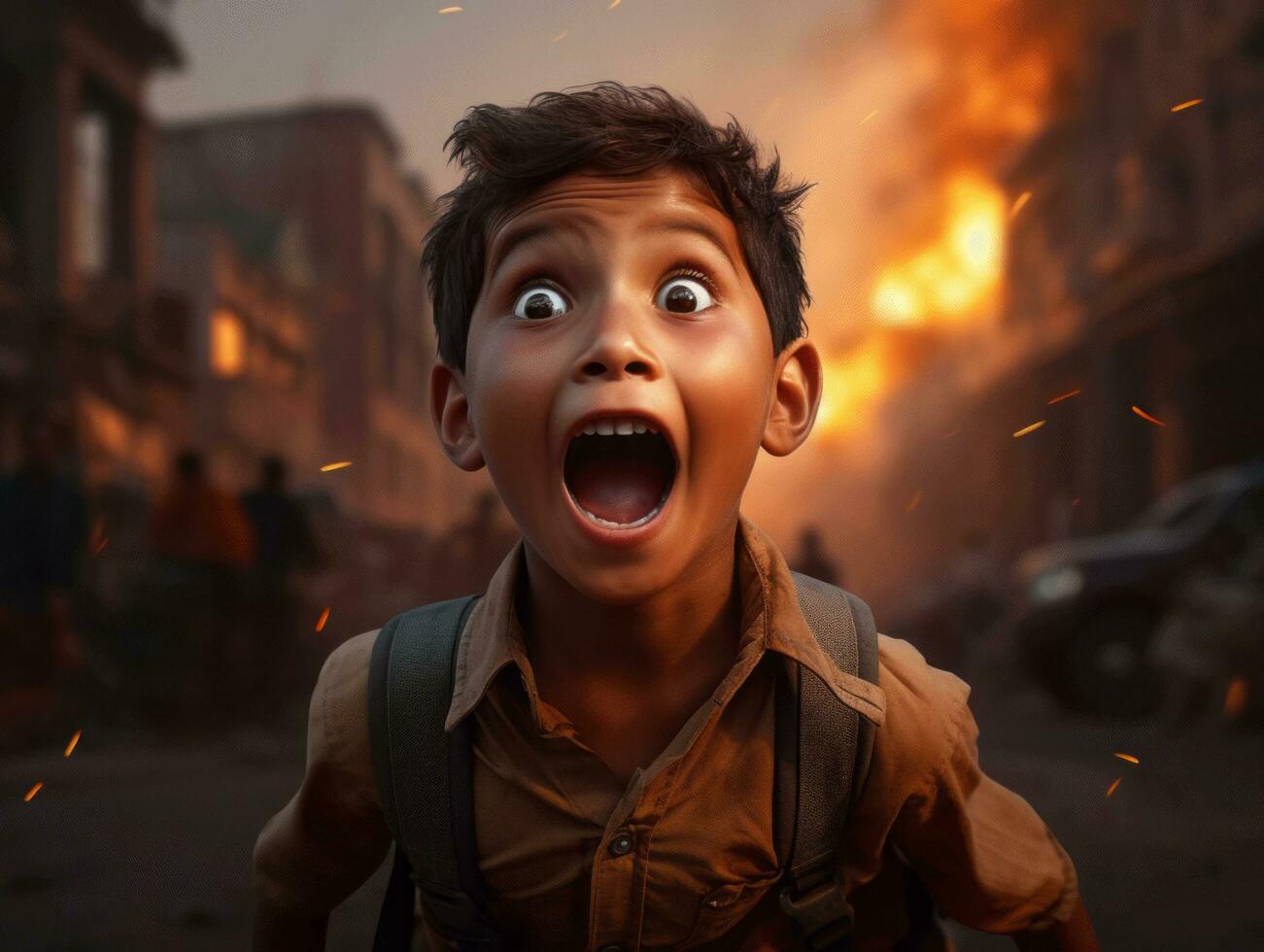 photo of emotional dynamic pose Indian kid in school AI Generative
