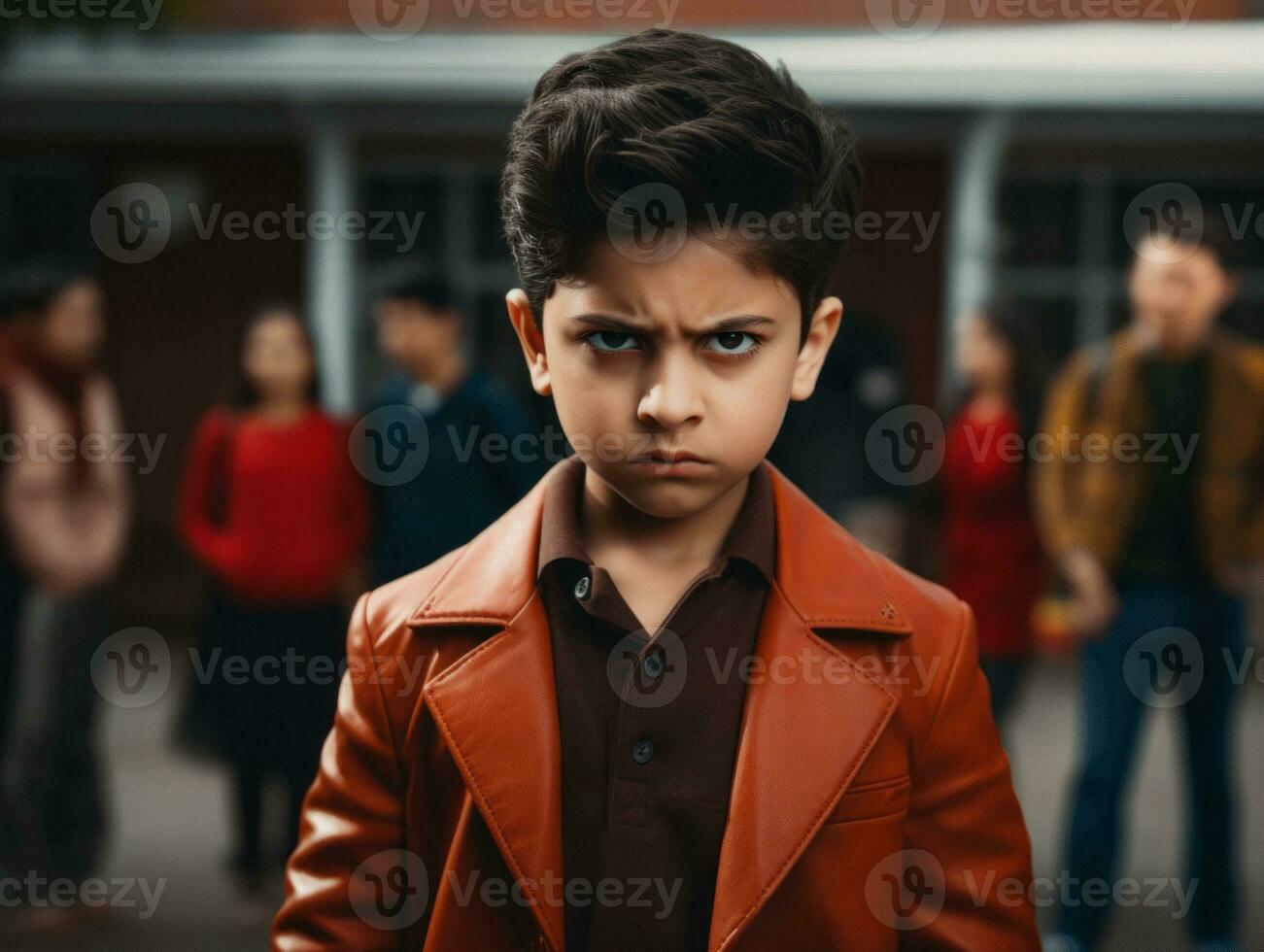 photo of emotional dynamic pose Indian kid in school AI Generative