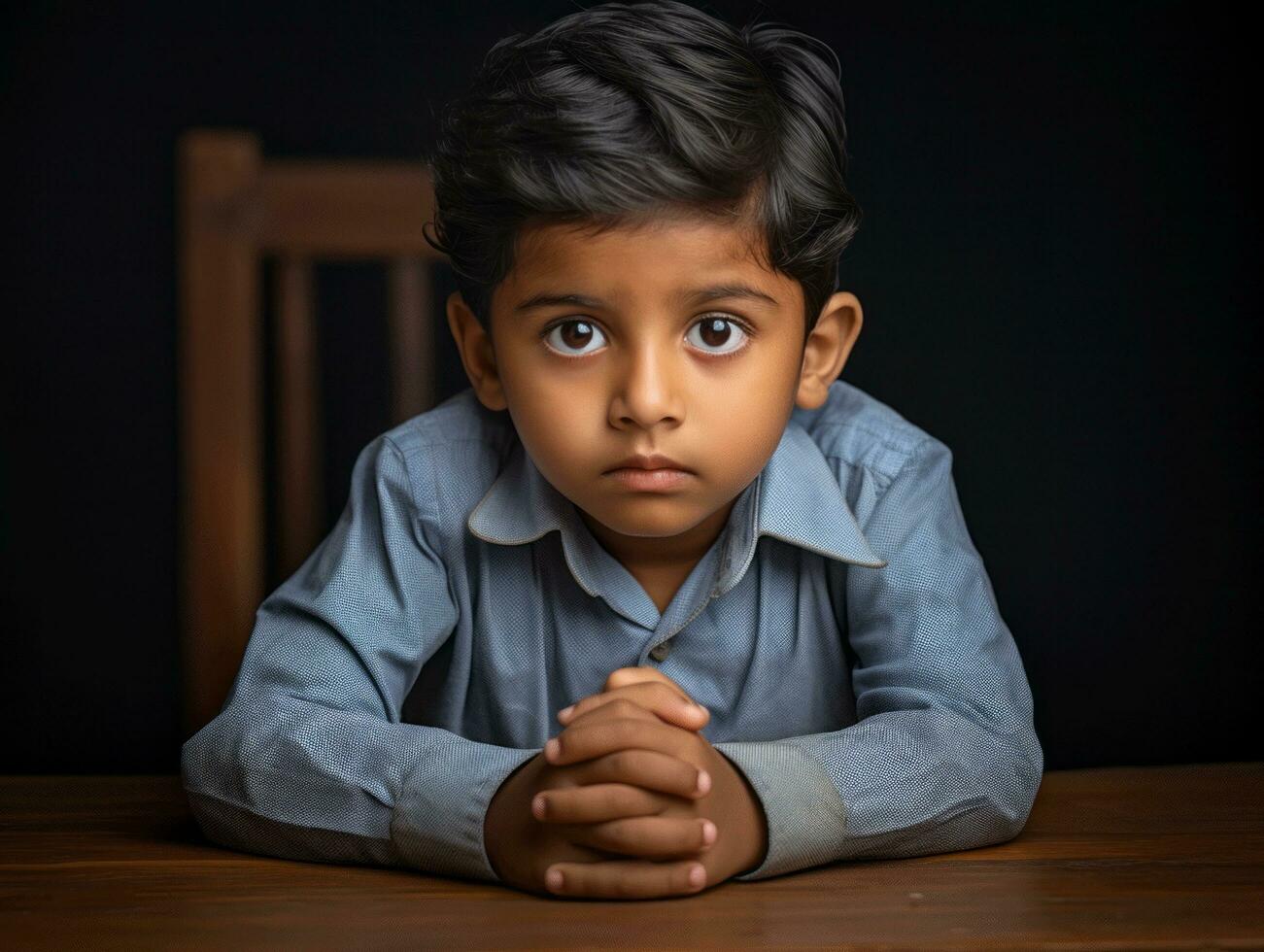 photo of emotional dynamic pose Indian kid in school AI Generative