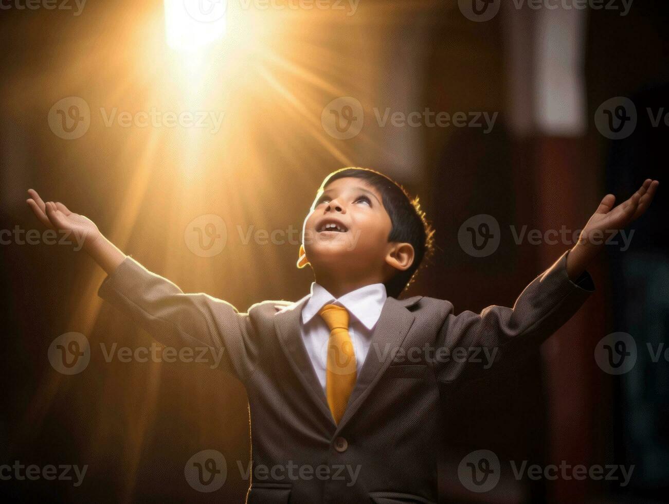 photo of emotional dynamic pose Indian kid in school AI Generative