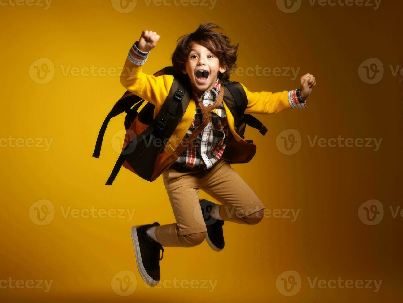 photo of emotional dynamic pose Mexican kid in school AI Generative