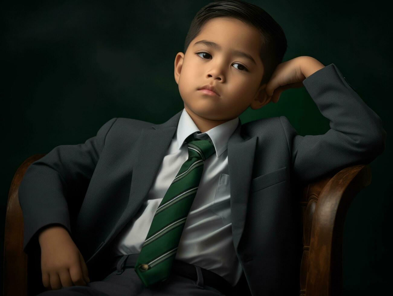 photo of emotional dynamic pose Mexican kid in school AI Generative