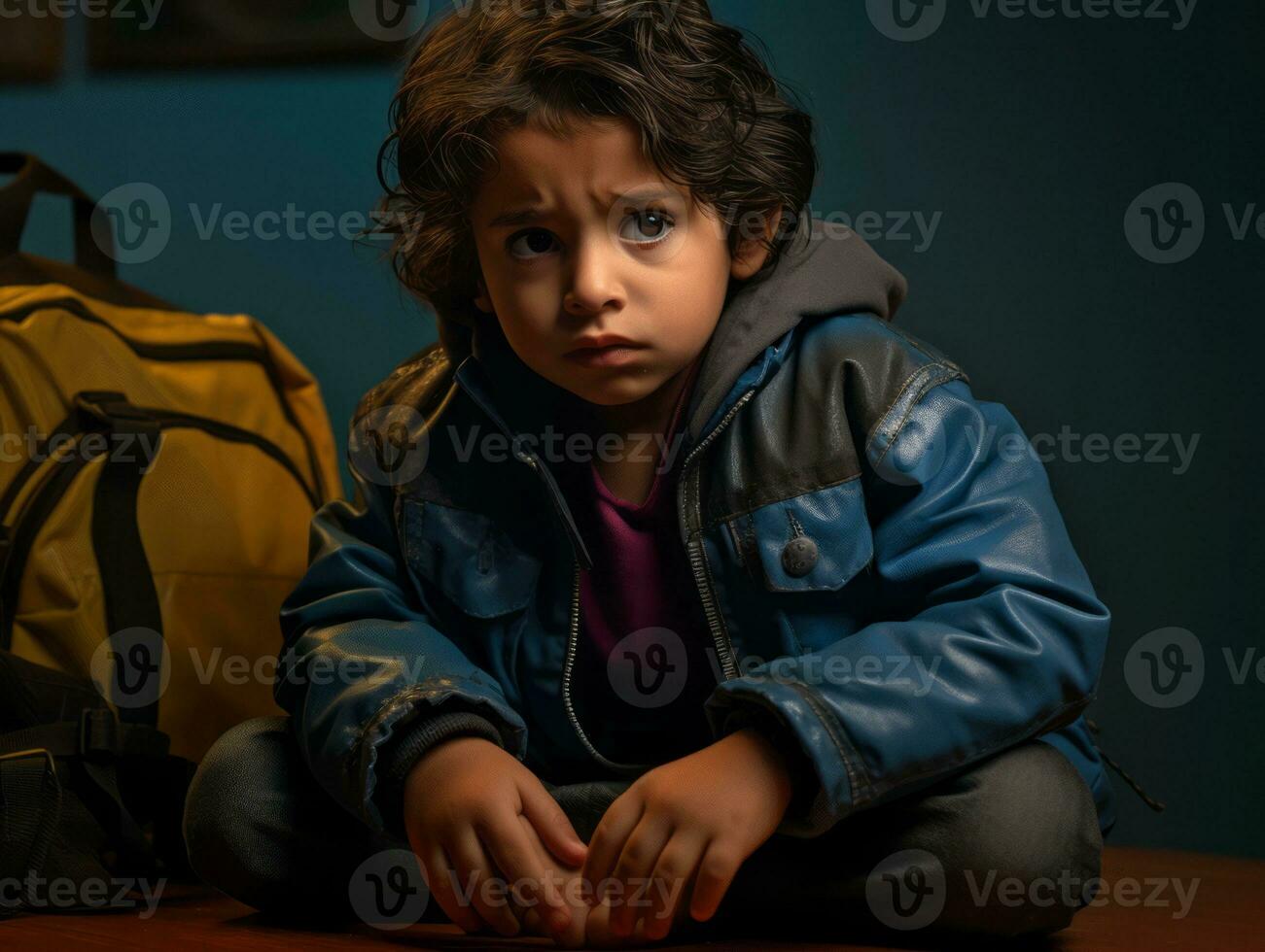 photo of emotional dynamic pose Mexican kid in school AI Generative