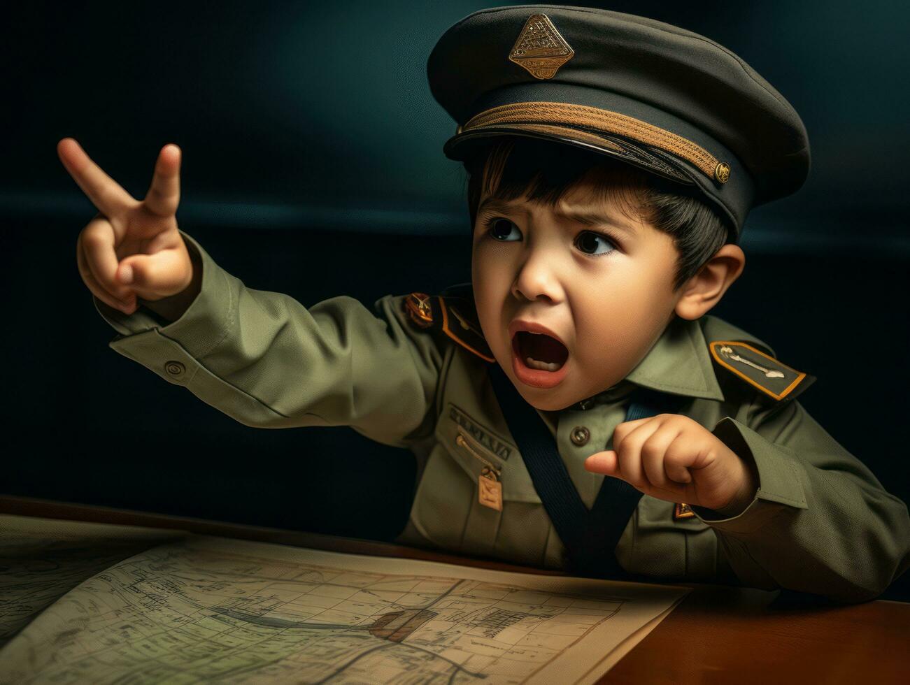photo of emotional dynamic pose Mexican kid in school AI Generative