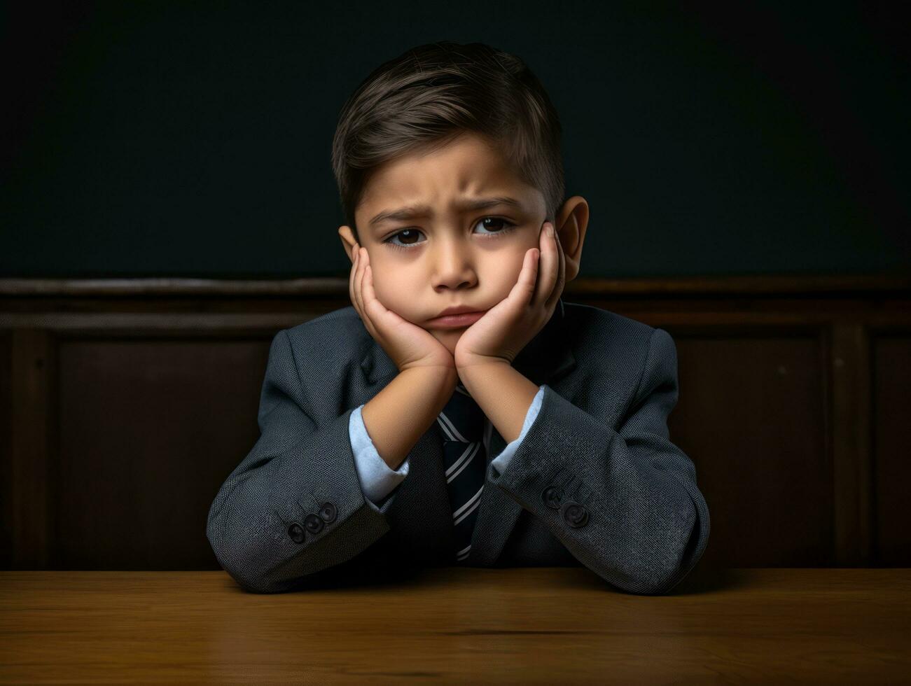 photo of emotional dynamic pose Mexican kid in school AI Generative