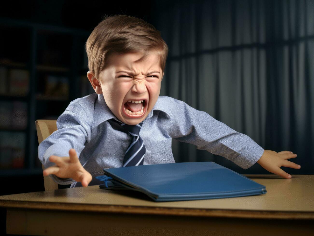 photo of emotional dynamic pose Mexican kid in school AI Generative