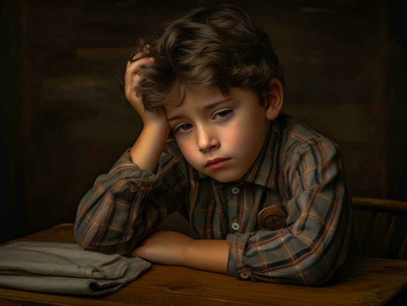 photo of emotional dynamic pose Mexican kid in school AI Generative