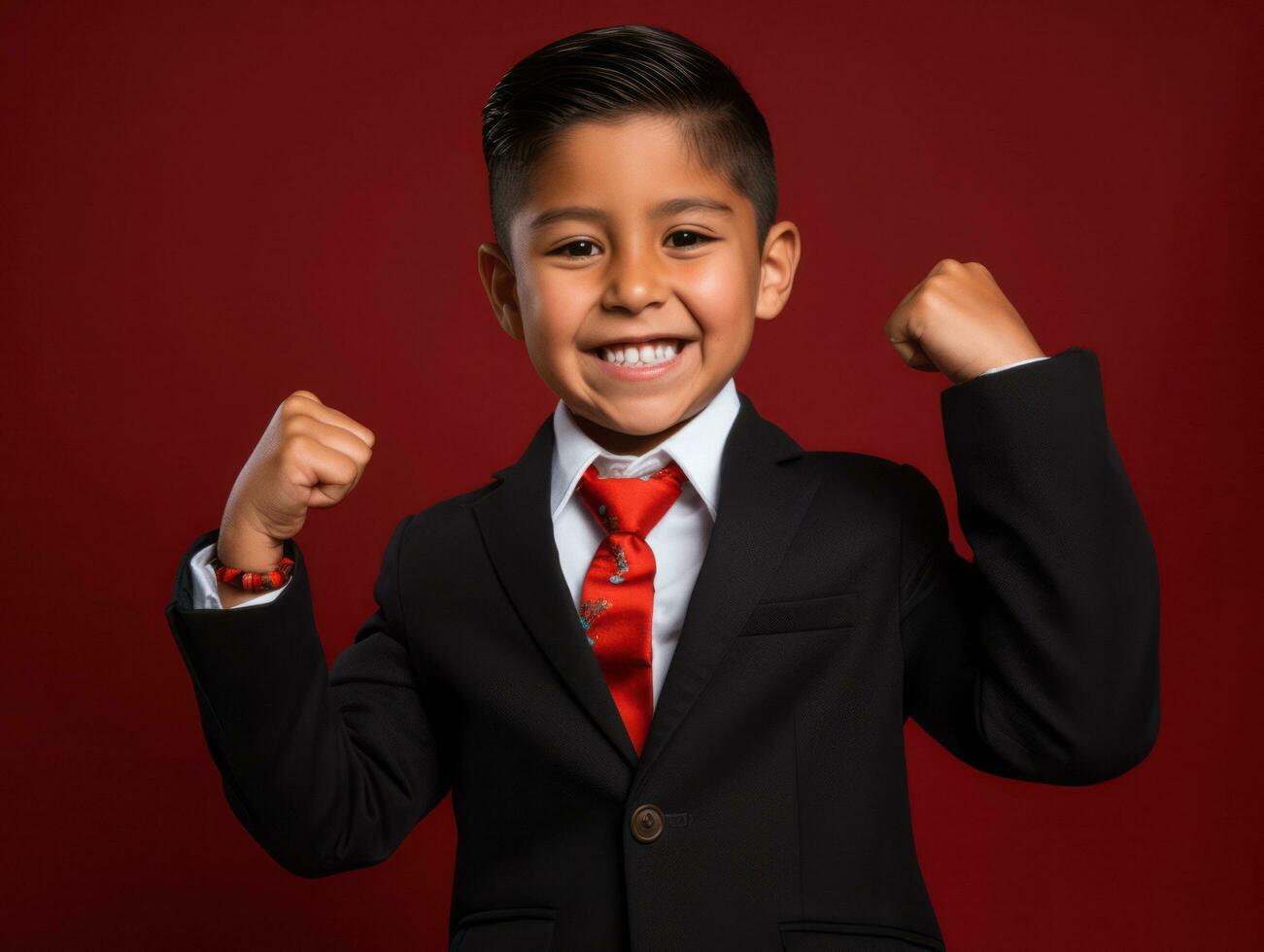 photo of emotional dynamic pose Mexican kid in school AI Generative