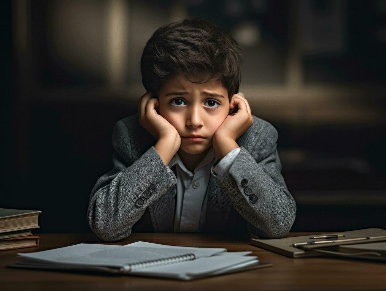 photo of emotional dynamic pose Mexican kid in school AI Generative