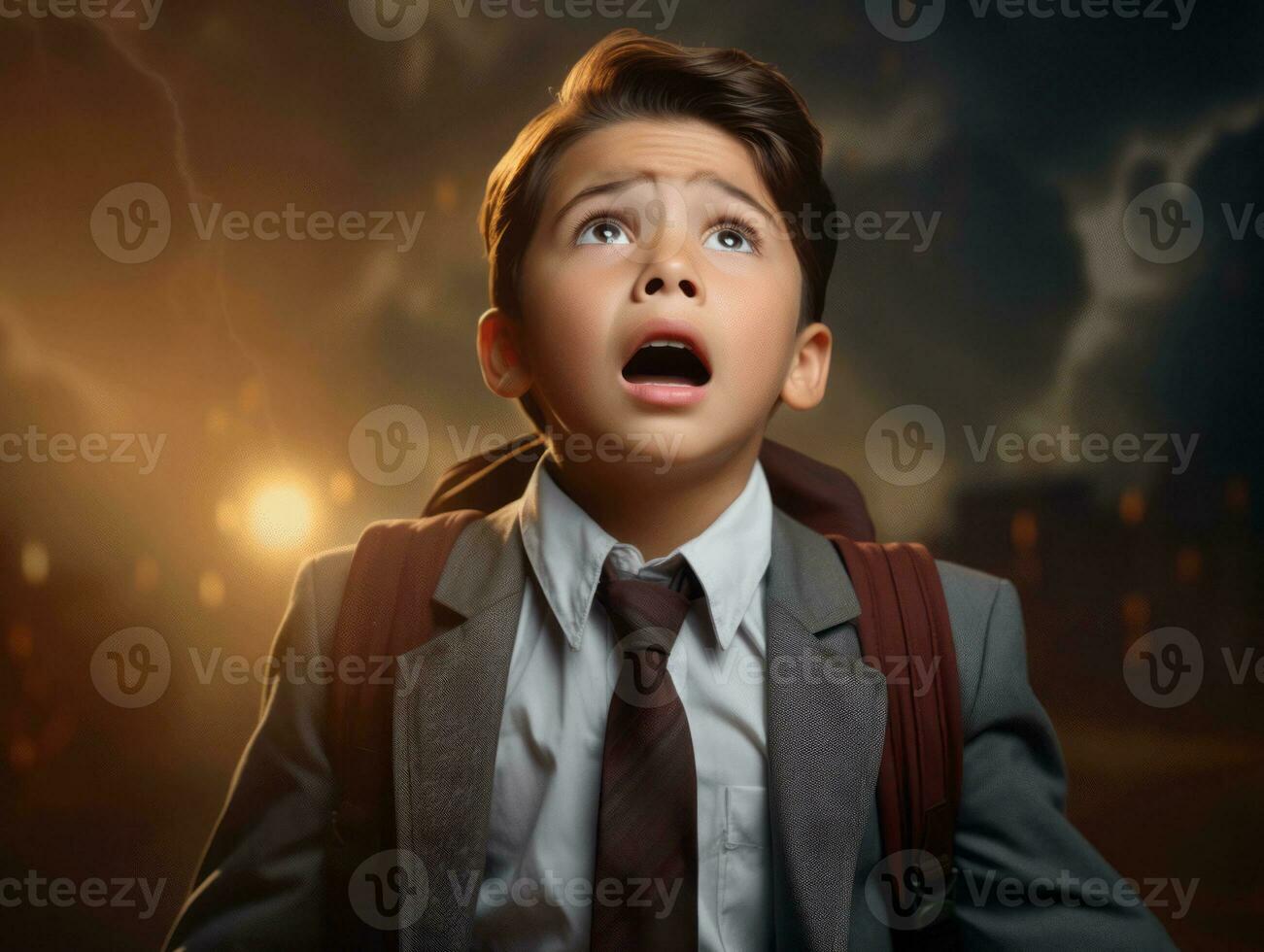 photo of emotional dynamic pose Mexican kid in school AI Generative