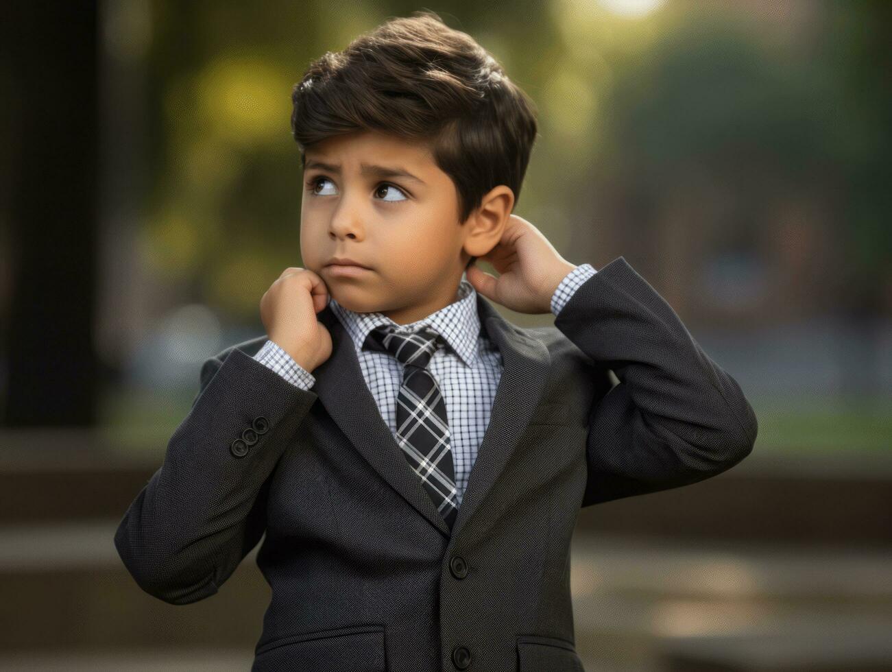 photo of emotional dynamic pose Mexican kid in school AI Generative
