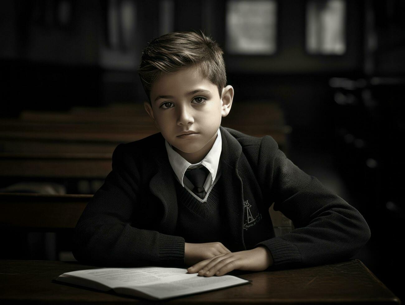 photo of emotional dynamic pose Mexican kid in school AI Generative