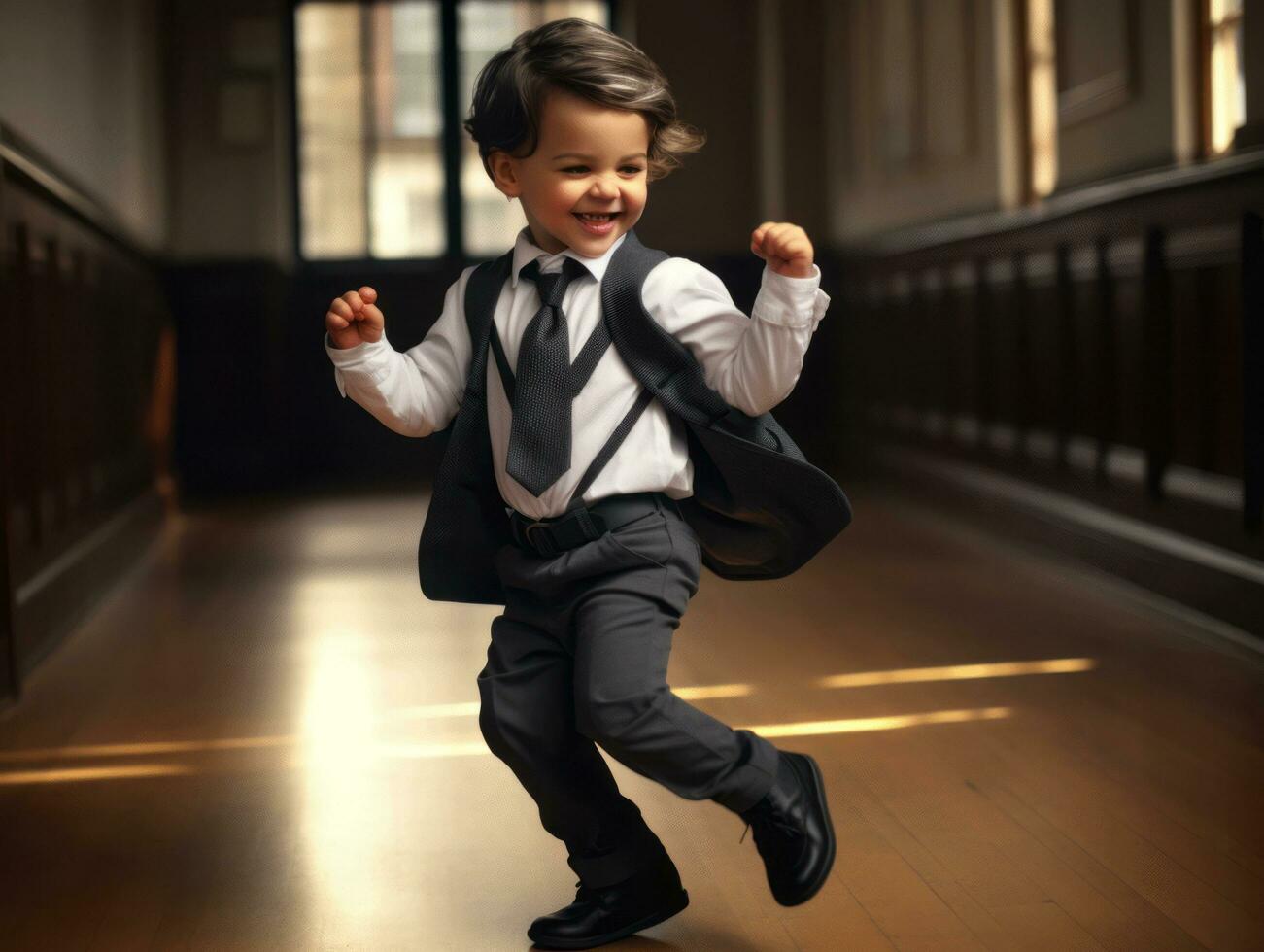 photo of emotional dynamic pose Mexican kid in school AI Generative