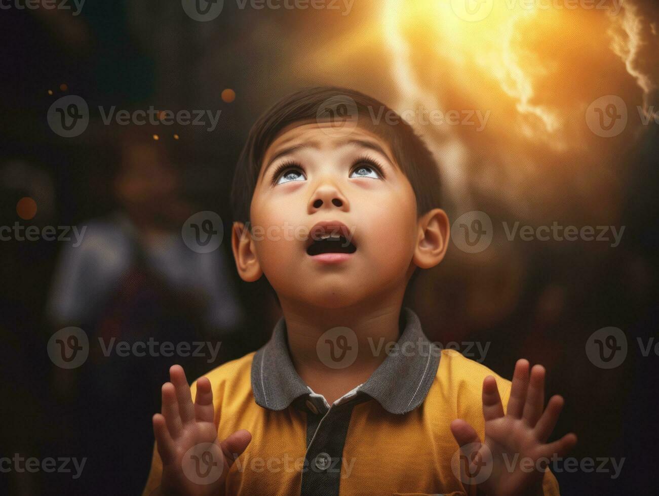photo of emotional dynamic pose Mexican kid in school AI Generative