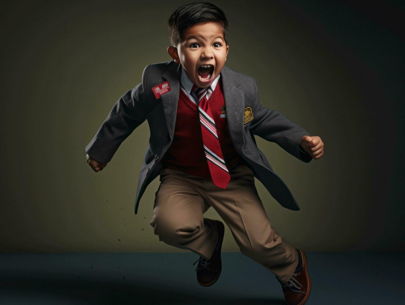 photo of emotional dynamic pose Mexican kid in school AI Generative