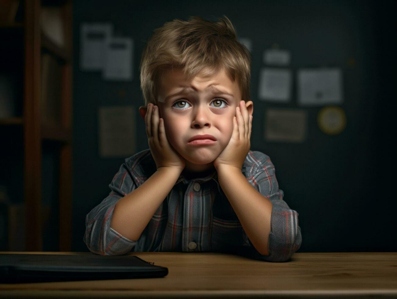 photo of emotional dynamic pose Mexican kid in school AI Generative