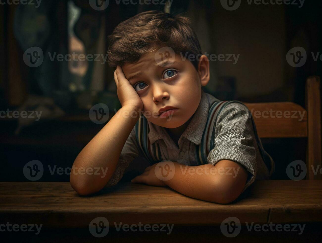 photo of emotional dynamic pose Mexican kid in school AI Generative