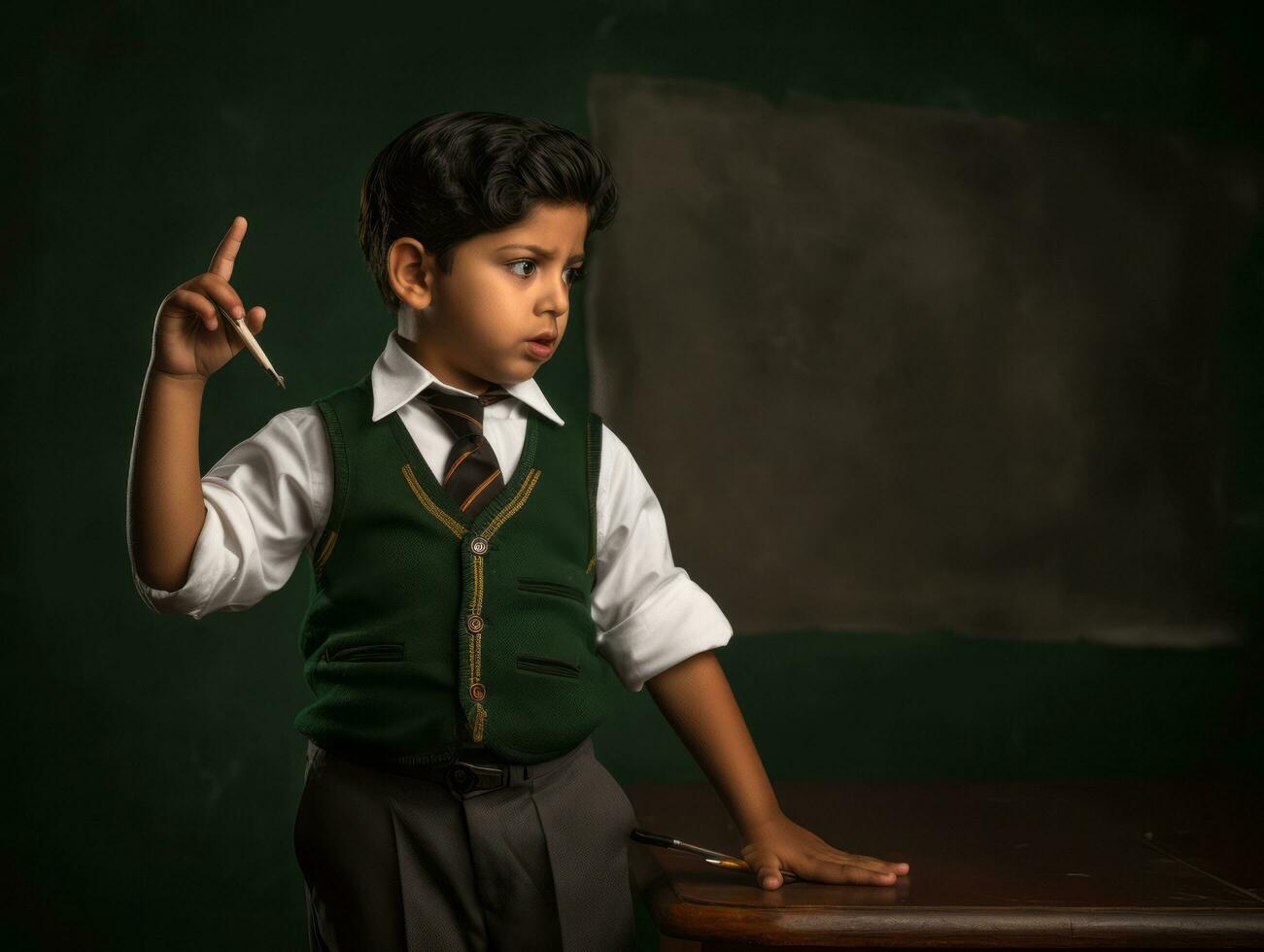 photo of emotional dynamic pose Mexican kid in school AI Generative