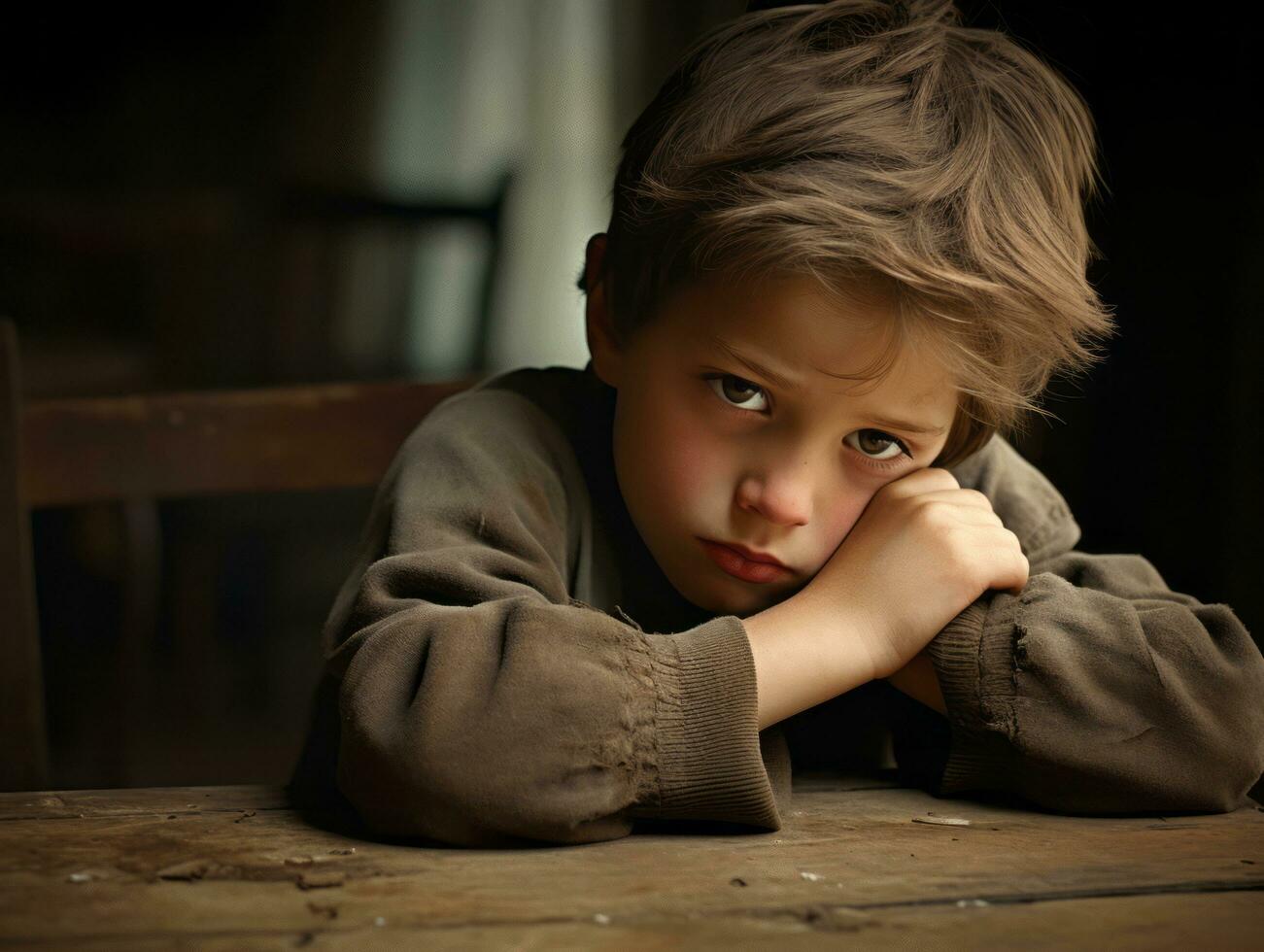 photo of emotional dynamic pose Mexican kid in school AI Generative