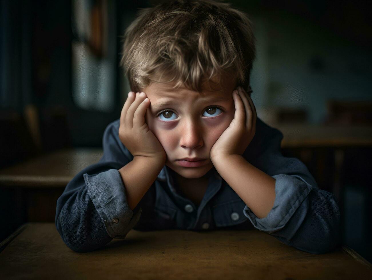 photo of emotional dynamic pose Mexican kid in school AI Generative